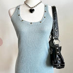 Xhilaration Blue Studded Ribbed Tank Top Y2K Grunge Edgy 2000s Clubwear Emo Punk‎ Medium Photo 0