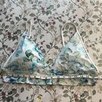 Aerie  triangle Bikini Top floral print in Blue and White size XXL Photo 4