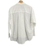Shuttle Notes Womens Button Up Shirt White Textured Vertical Stripes Large (est) Photo 1