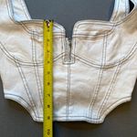 Womens Denim Corset, Plunging Neck‎ Line, Size Small White Photo 6
