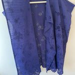 J.Crew Sz S M Oversized Purple Tunic Swim Cover Up Poncho in Eyelet Open Top Photo 3