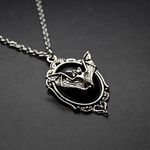 Black Bat Pendant Necklace Silver Photo 2