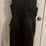 JJ's House J.J’s House| Black  Sheath V-Neck Knee-Length Satin Dress with crystal brooch. Photo 6