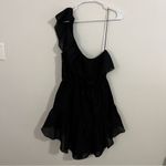 Free People  Black One-Shoulder Ruffle Dress Photo 6