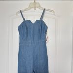Jessica Simpson New  XS Denim Wide Leg Smocked Bodice Adjustable Straps Jumpsuit Photo 2