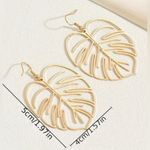 None Monstera leaf earrings gold tone tropical beach vacation new Photo 2