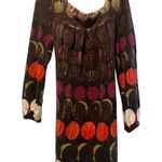 Aryeh Boho Retro Hippie Long Sleeve Sweater Dress Brown Purple Orange Large Photo 0