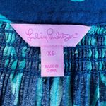 Lilly Pulitzer  Top XS Blue Button Up V-Neck‎ Long Sleeve Tropical Elsa Photo 9