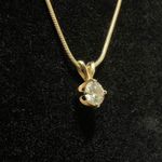 14K Italy Solid Gold Snake Chain 19" Necklace 4.3g w/ Solitaire Pendant Photo 2