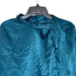 Worthington Satin Texas Teal Draped Textured Blouse Hi Neck Bow Women PXXL NWT Photo 1