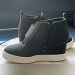 Qupid  Black High-Top Platform Wedge Pull On Plimsoll Almond Toe Sneakers Sz 7 Photo 3