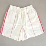 ZARA White and Red Striped Cotton Linen Shorts with Drawstring Photo 0