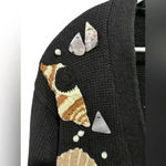 Vintage 80s 90s Tony Lambert Beach Shells Coastal Cardigan Sweater Ramie M Black Size M Photo 1