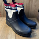 Tretorn  Women’s Lia Navy Short Rain Boots with Red White Blue Logo Sock‎ size 7 Photo 0
