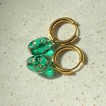 Handmade boho vintage fairy whimsical style quality Czech glass moon/star hoop earrings🌝🌠💚⭐️ Photo 0