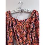 Dress Forum LA Wrap Dress Orange Pink Floral Paisley Long Balloon Sleeves Small Red Photo 5