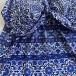 Lands End Blue Boho Chic Tankini Top padded cup bra UPF 50 Swim Suit 12 D Halter Photo 5