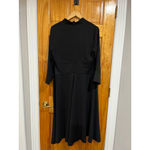 Misook Women’s  V Neck Classic Workwear Black Crepe Pointelle Midi Dress Small Photo 4