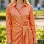 NWOT HOUSE OF HARLOW 1960 All Over Sequins Orange Wrap Shirt Blazer Dress Size XS Photo 0
