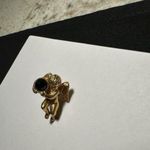 Avon Holiday Lapel Tack Pin Gold Tone Green Rhinestone Cherub Angel Photo 4