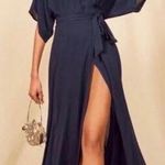 Reformation winslow maxi wrap Dress navy blue size S UB Photo 0