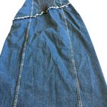 ZARA Strapless Denim Dress Midi Length High Slit Rare Stretch Size Large Women's Photo 9