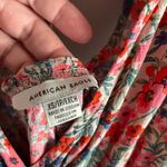 American Eagle  Floral Tie-Back Romper XS Red Blue Pink Summer Boho V-Neck Photo 5