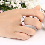 Boutique NEW Women's 1 Carat Simulated Diamond Pink Ceramic Engagement Ring, Size 6 Photo 0