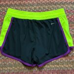 Nike  PURPLE & NEON YELLOW COLOR BLOCK TRACK ATHLETIC RUN SHORTS Photo 2