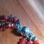 Indian Garnet and Seed Bead Triple Strand Magnetic Clasp Bracelet Photo 7