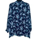 Joan Rivers Women’s Size 1X Blue Floral Polyester Button Up Long Sleeve Blouse Photo 1