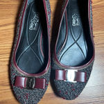 Salvatore Ferragamo  Women's Black and Burgundy Tweed Flats Photo 0