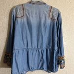 Chico's  Coin Detailed Lightweight Jacket Boho Jean Chambray XLP 3P Embroidered‎ Photo 1