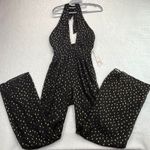 AQUA  Halter Jumpsuit Black Gold Polka‎ Dot Bloomingdales Exclusive XS Photo 0