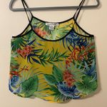 Sans Souci New‎ NWT  Yellow Floral Spaghetti Strap Cropped Tank Top Size Medium Photo 0
