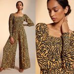 Anthropologie Kachel x • Tiger-Striped Jumpsuit wide leg palazzo smocked Photo 1