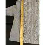Melrose and Market Blue White Striped Blouse Lace Eyelet Detail Size Large Photo 9