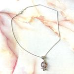 Silver tone fish pink disc charm necklace Photo 8