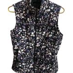 The North Face  Vest Womens Small Black Floral Print Puffer Zip High Neck Photo 1