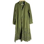 Polo Ralph Lauren Jessica Day Green Cotton Eyelet Drawstring Midi Shirt Dress 14 Photo 1