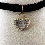 Gold tone rhinestone heart choker necklace Photo 1