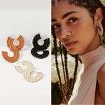 Free People  See If I Care Suede Hoops in Tan Brown Earrings Bohemian Western NWT Photo 1