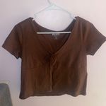 Hollister Crop Top Womens M Brown Easy Flyaway Shirt Short Sleeves Photo 0