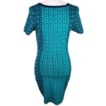 Romeo + Juliet Couture Sweater Dress M Teal Navy Geometric Print Photo 7