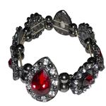 Bohemian style ted garnet and rhinestone stretchy bracelet. Vintage Red Photo 3