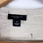 Ann Taylor  Cardigan V Neck Open Front Tight Knit Long Sleeve Medium Off White Photo 5