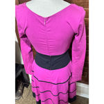 Eshakti  Fit n Flare Bright Pink Dress Size 0 XS black stripes long sleeve Photo 3