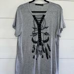 Rags II Riches Lace Up Graphic Short Sleeve Tee See Measurements Size L Photo 0