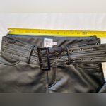 Princess Polly  Black Faux Leather‎ Pants with EyeletBelt, low rise, size 4 Photo 5
