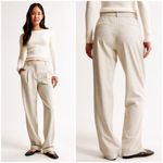Abercrombie & Fitch NEW Abercrombie A&F Quinn Tailored Straight Pant in Oatmeal Size 27/4 Short Photo 1